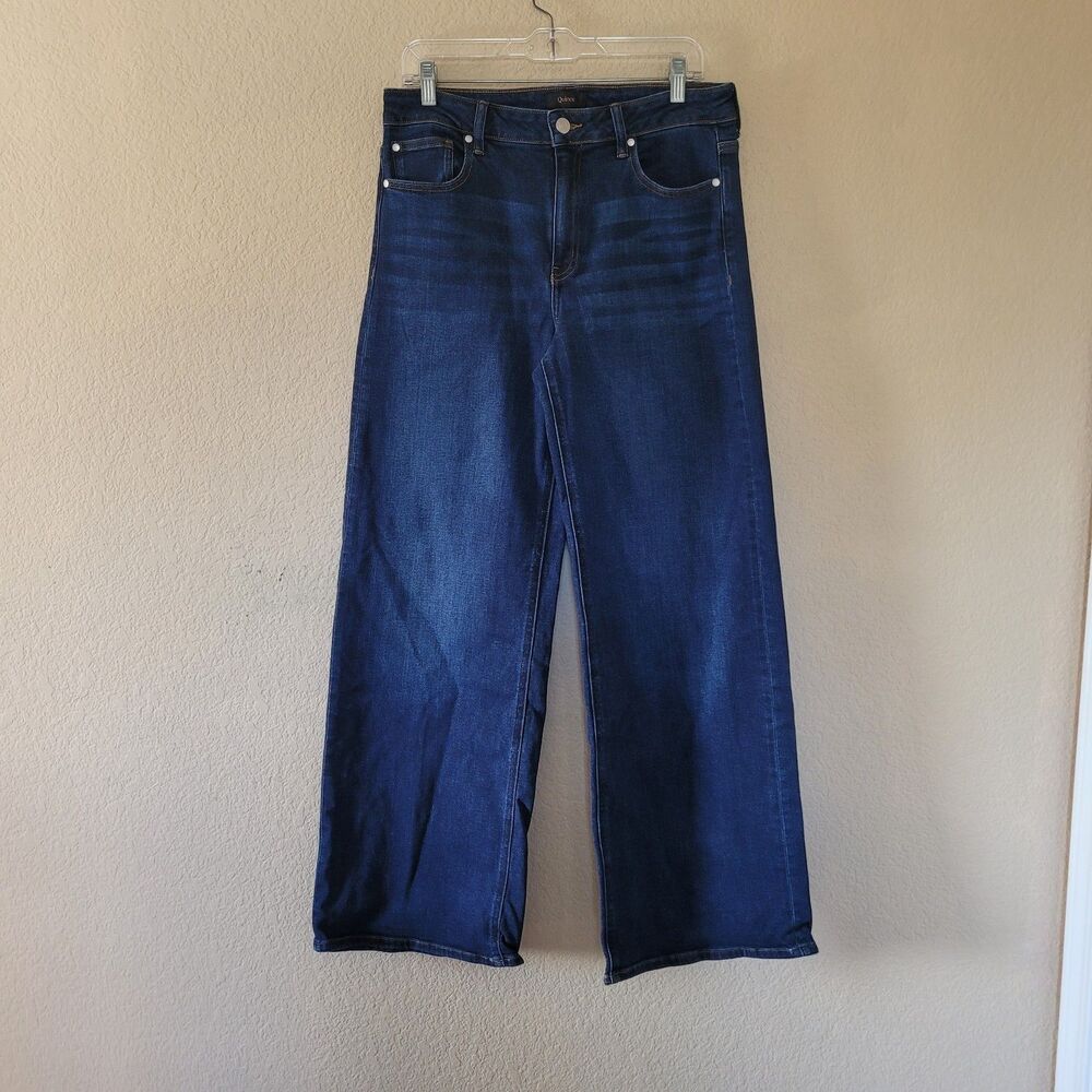 Quince Bella High Rise Stretch Wide Leg Jeans Dark Wash Size 31 Pockets Baggy